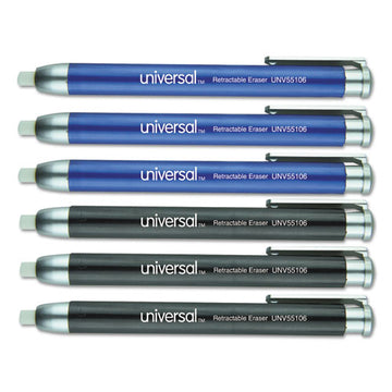 Universal® Pen-style Retractable Eraser, For Pencil Marks, White Eraser, Assorted Barrel Colors, 6-pack freeshipping - TVN Wholesale